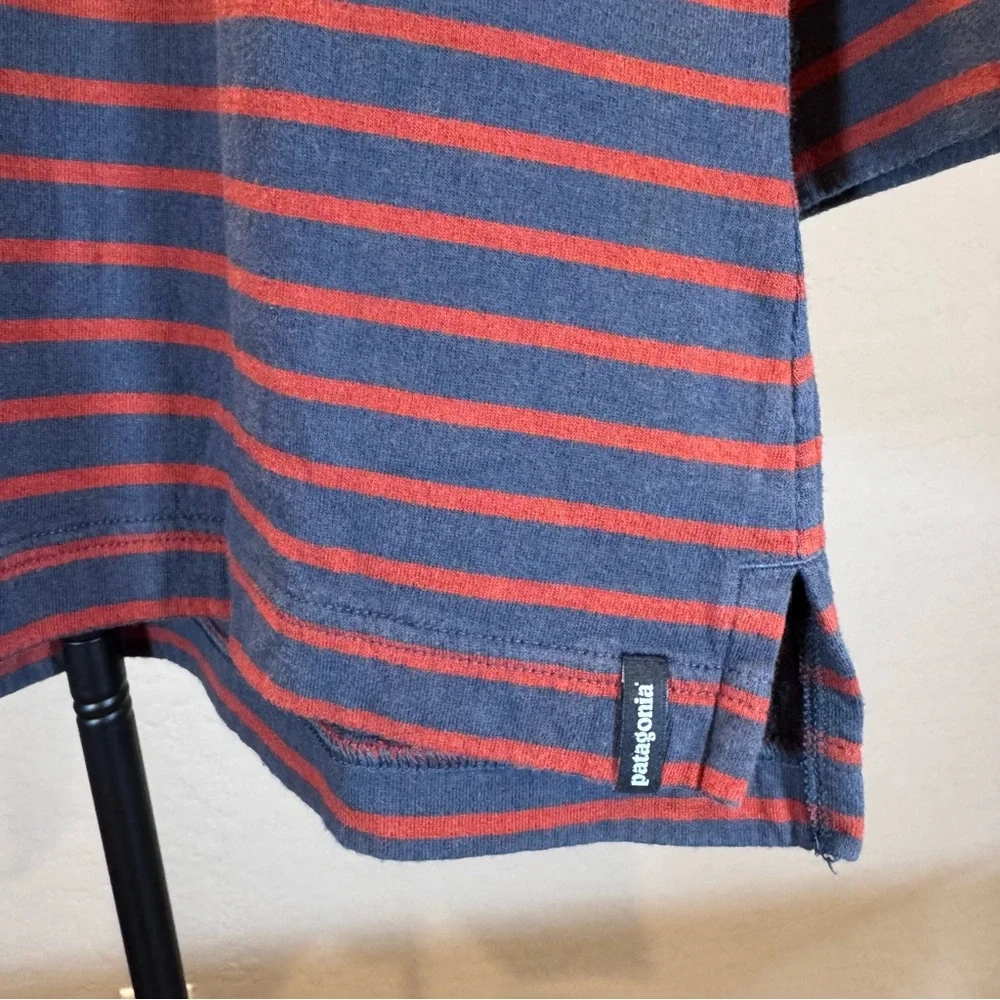 Patagonia‎ Misty Meadow 3/4 Sleeve Tee - Gray and Orangey/Red Stripes, Med - Picture 5 of 15